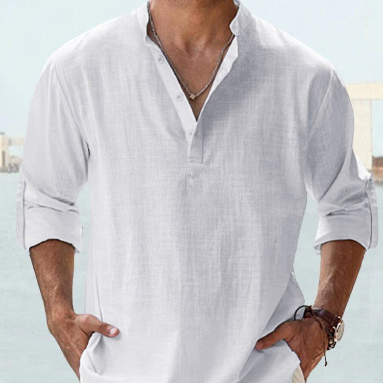 Men's Long Sleeve Stand Collar Shirt