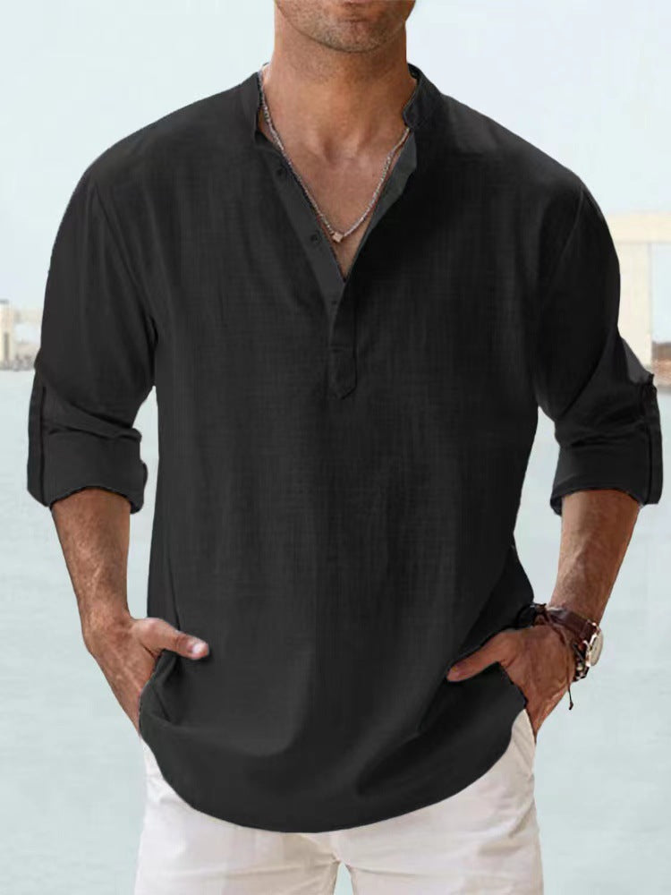 Men's Long Sleeve Stand Collar Shirt