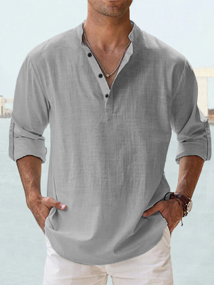 Men's Long Sleeve Stand Collar Shirt