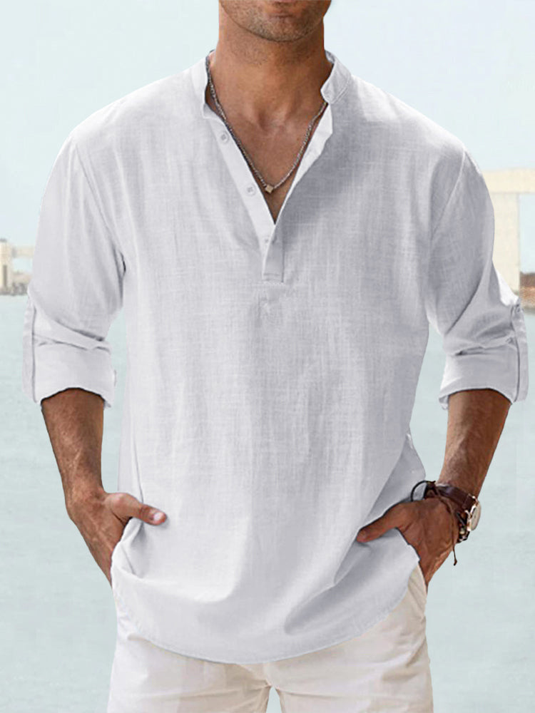Men's Long Sleeve Stand Collar Shirt