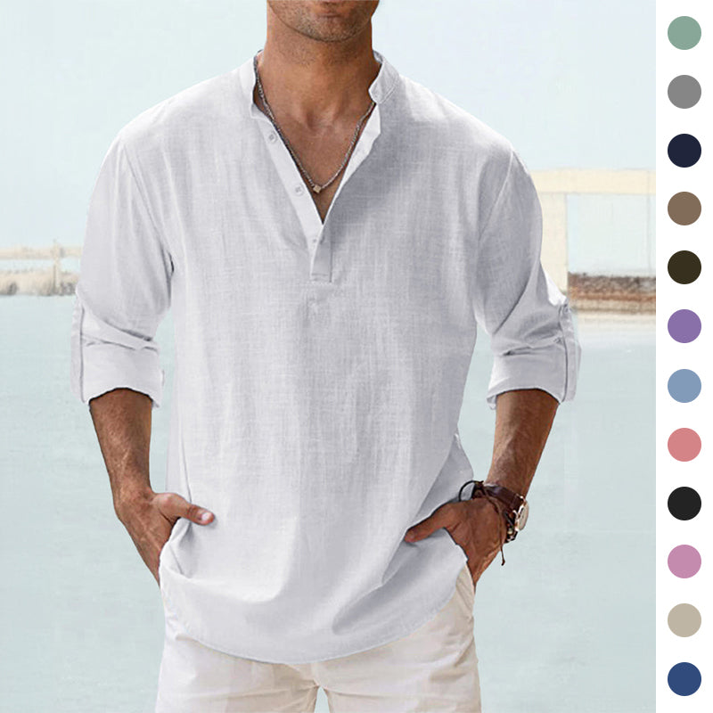 Men's Long Sleeve Stand Collar Shirt