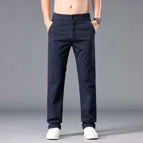 New Casual Pants Men Straight Fit Stretch Autumn Chino Trousers Male