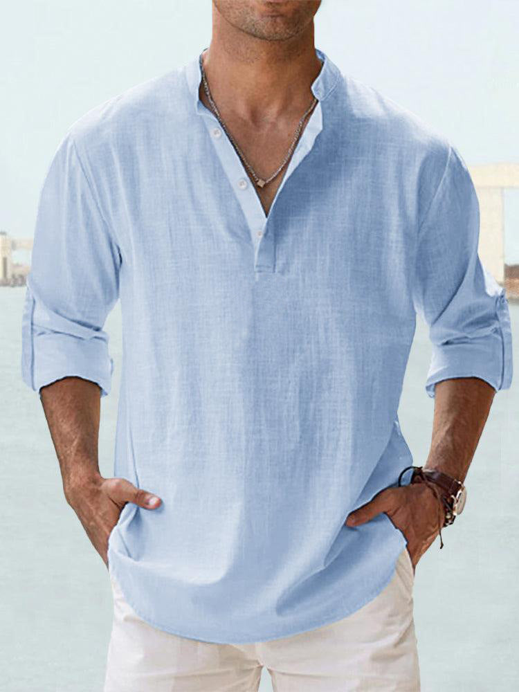 Men's Long Sleeve Stand Collar Shirt