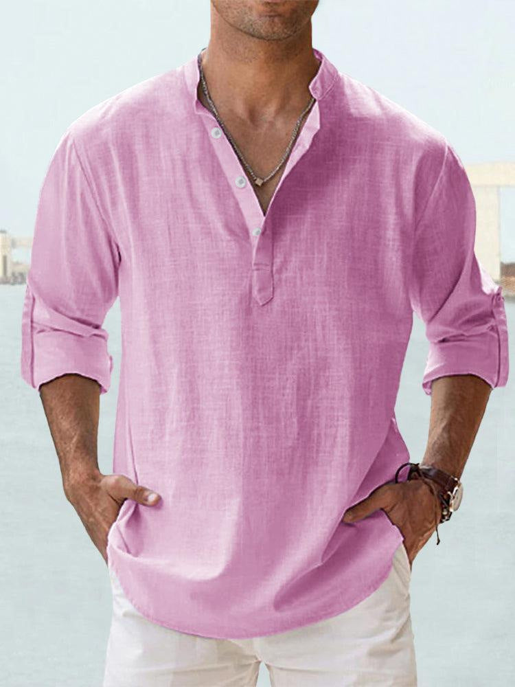 Men's Long Sleeve Stand Collar Shirt